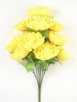 Пионы в букете искусственный 10 голов h65см желтый