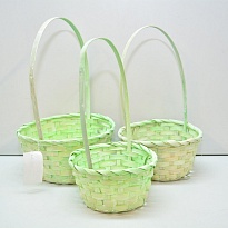Корзина (бамбук) d16*h10*hh32см круг зеленый светлый