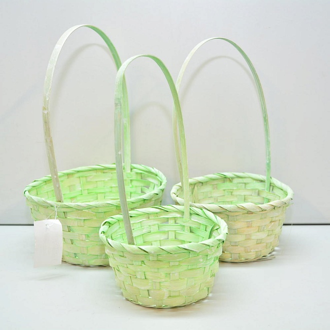Корзина (бамбук) d16*h10*hh32см круг зеленый светлый