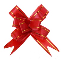 Бант бабочка 18мм с золотой полосой красный