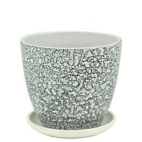 Горшок Крокус Маджента d11 h11см 0,8л с поддоном керамика серый