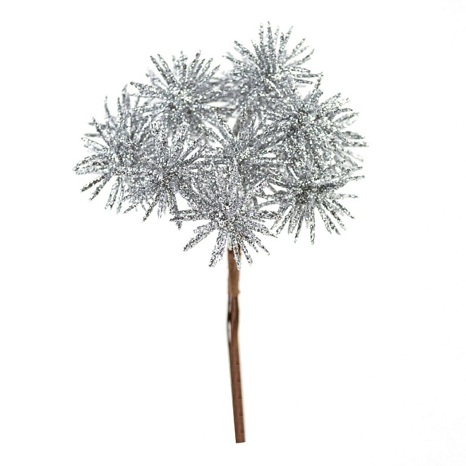 Набор веток на вставках 12шт h12см серебряный