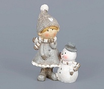 Фигурка декоративная Девочка со снеговиком 11,5см 