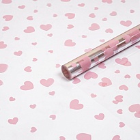 Пленка прозрачная 70см 200гр Сердечки разные красный