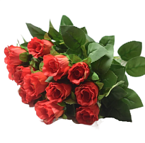 Розы в букете, искусственные, 14 голов, h50см, красный