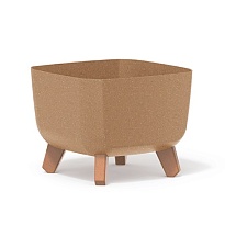 Кашпо Просперпласт Грация квадрат ECO WOOD на ножках 39*39 h27см 25л с вкладкой пластик коричневый
