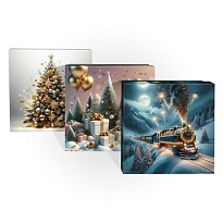 Коробка подарочная НГ 19*19*9см Новогодний микс