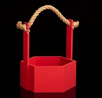 Ящик декоративный с ручкой-канат №17 20*17,5 h9hh23см красный