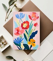 Открытка Цветы! 7*10 см, 5шт