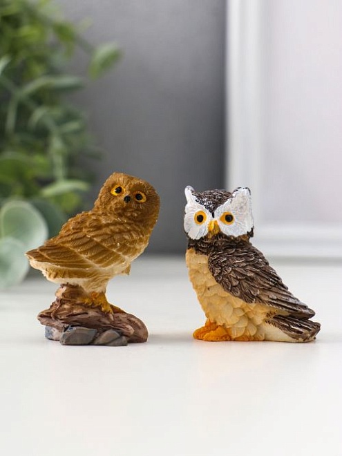 Фигурка для флорариума Серая сова 2*4*4см микс