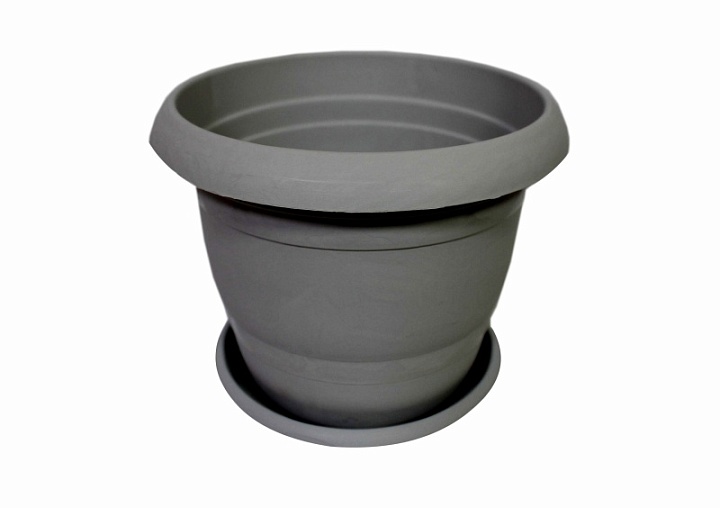 Кашпо Топрак d33 h30см 23л с поддоном пластик антрацитовый