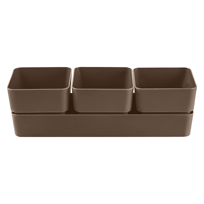 Кашпо Фиори ТРИО 9*29,2 h9,6см 3*0,45л с поддоном пластик трюфель