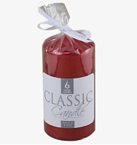 Свеча колонна Bartek, d5*h10см, Металлик бордовый