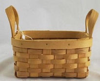 Корзина плетеная (секвойя) d15,5*12,5*h7,5*hh11,5см овал коричневый