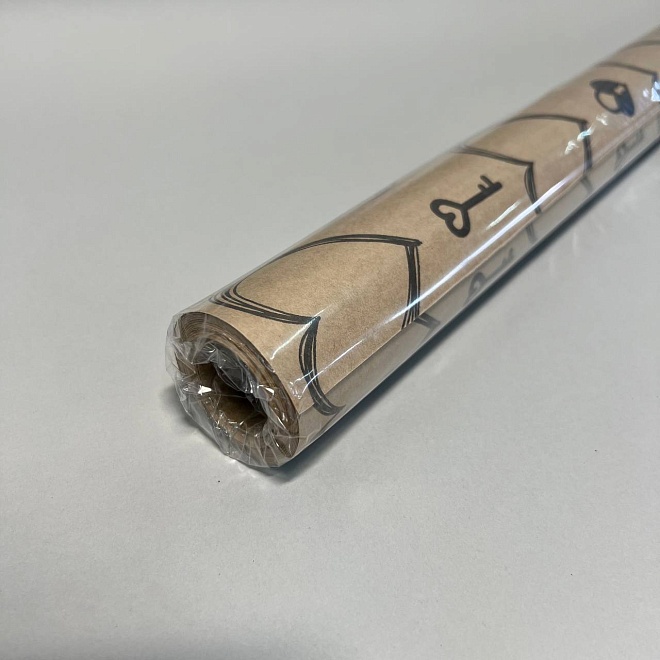 Бумага крафт 70см*10м 70г/м2 Ключик к сердцу черный