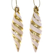 Елочные игрушки Сосульки Таинственное очарования 10см 2шт золотой