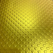 Пленка металл 58*58см "Сердечки 3D" 10 листов золотой