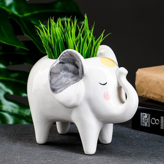 Горшок Слон Платон d6,5 h13см 0,5л белый