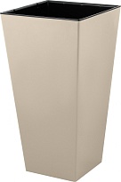 Кашпо London Cube 25*25 h47см 19,5л с вкладкой пластик калифорнийский миндаль