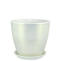Горшок Бутон Перламутр d21 h21см 5л с поддоном керамика белый