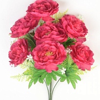 Пион  в букете искусственный 7 голов h67см темно-малиновый