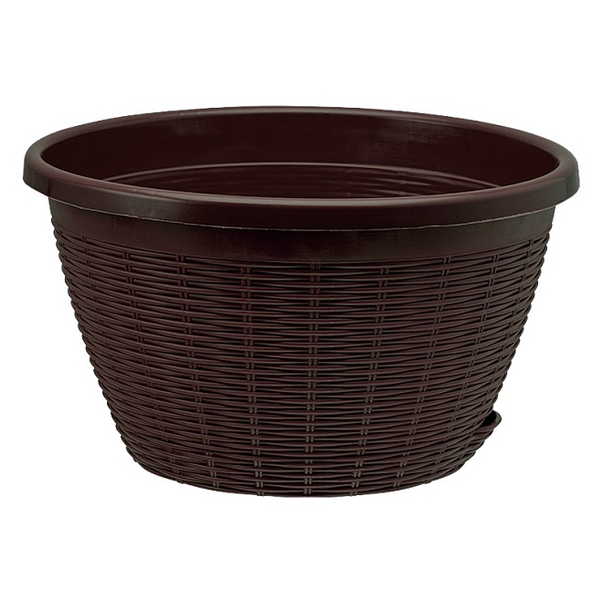 Кашпо подвесное d27 h16см 4,5л с поддоном пластик темно-коричневый