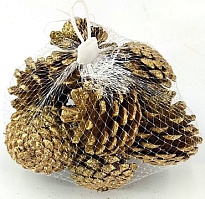 Шишка сосновая 5-7см 10шт золотой 