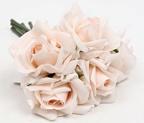 Роза одиночная искусственная 5 ветки h25см персико-нежный