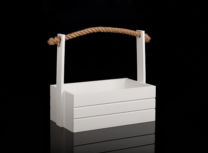 Ящик декоративный с ручкой-канат №16 30*19 h9hh29см белый