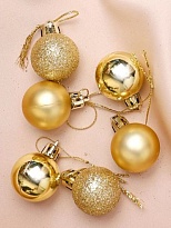 Елочные игрушки Шар d3см 6шт пластик золотой