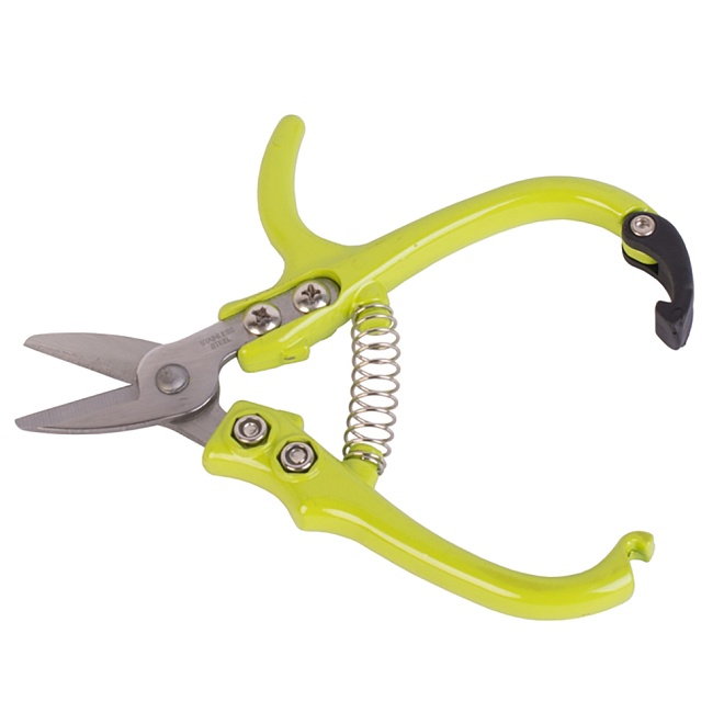 Секатор Listok с тефлоновым покрытием зеленые ручки 