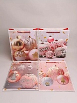 Пакет подарочный НГ 26*32*10см шары розовые