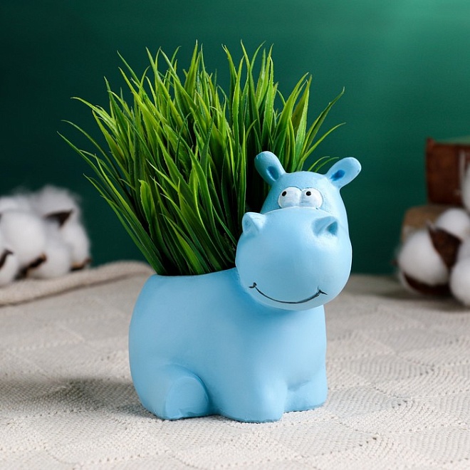 Горшок Бегемотик d4,5 h11см 0,1л голубой