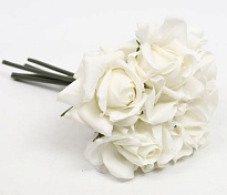 Роза одиночная искусственная 5 ветки h25см белый