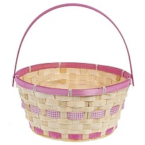Корзина (бамбук) d25*h22*hh30см круг розовый